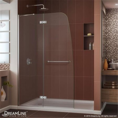 DREAMLINE DreamLine SHDR-3445720-04 45 in. Aqua Ultra Frameless Hinged Shower Door - Brushed Nickel SHDR-3445720-04